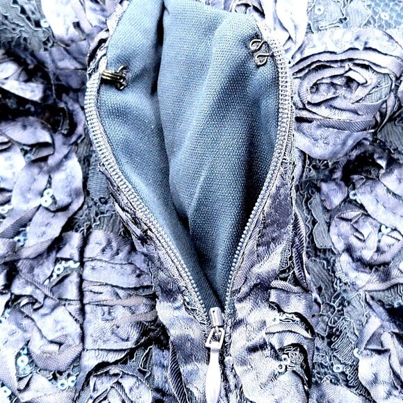 Alex Evenings Womens Navy Blue Lace Sequin Floral Midi Dress Size 14W - Picture 11 of 15